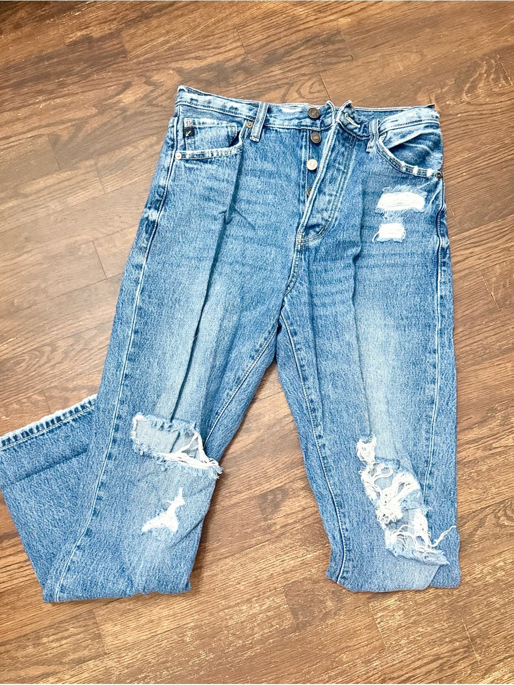 KanCan Distressed Light Blue Estilo Boyfriend Jeans Sz 25/3 Mid Rise